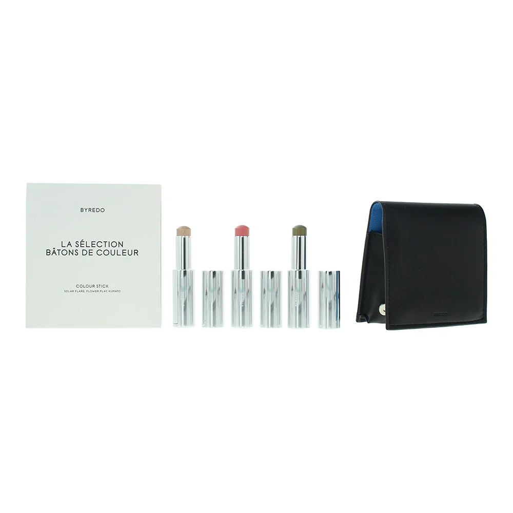 Byredo Blue Set Of 3 Leather Pouch: Solar Flare, Flower Play, Kumato Face Stic