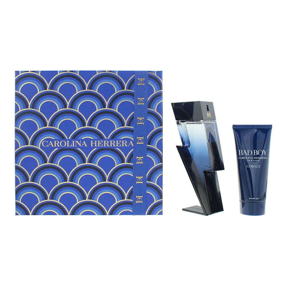 Carolina Herrera Bad Boy Cobalt 2pc Gift Set EDT 100ml Shower Gel Men