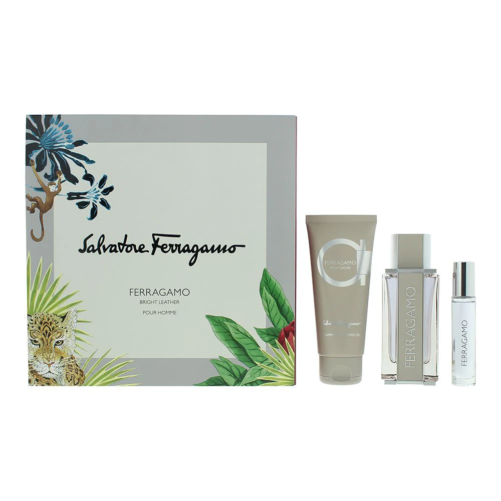 Salvatore Ferragamo Bright Leather 3 Piece Gift Set: EDT 100ml For Men
